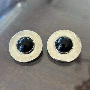 Black ‘stone’ & Silver earrings